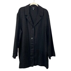 Eileen Fisher system 100% linen textured button up blazer duster topper Size M
